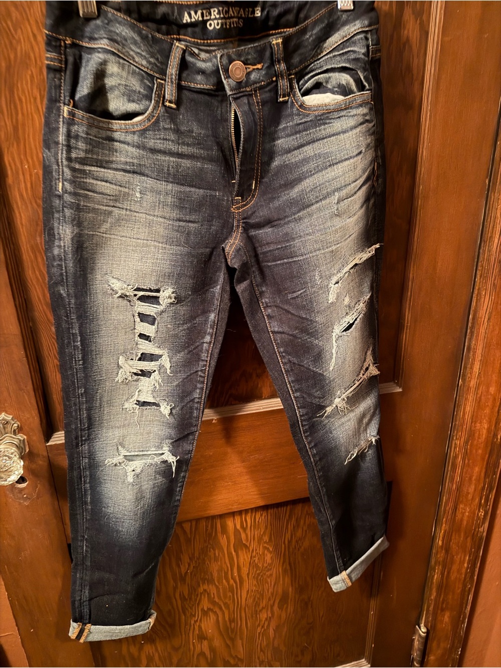 American Eagle Outfitters Dark Wash Distressed Women's Jeggings